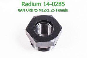 Radium 14-0285 -8AN ORB Male to M12x1.25 Female Fitting Aluminum Black
