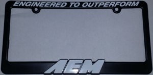 AEM 10-400W License Plate Frame Surround Black "ENGINEERED TO OUTPERFORM" + Logo