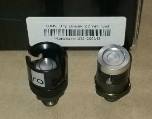 Radium 20-0250 -6AN Dry Break 27mm Set Inner + Outer Fuel Oil Water