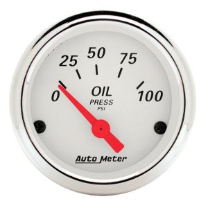 Auto Meter 1327 Gauge Oil Pressure 2-1/16" 100 PSI Electric Arctic White