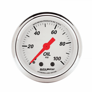 Auto Meter 1321 2-1/16" Oil Pressure Gauge 0-100 PSIG Mech Arctic White Single