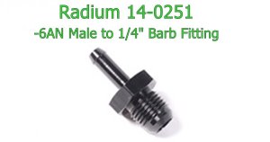 Radium 14-0251 -6AN Male to 1/4" Barb Fitting Aluminum Black Oil Fuel Water Air