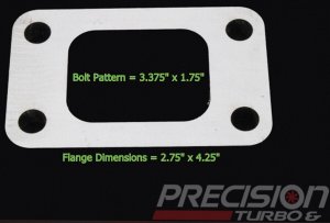 Precistion Turbo 074-1008 T3 Inlet Weld Flange Stainless Steel 3.375" x 1.75" BP